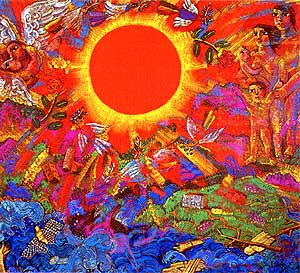 十津川に昇る太陽（絹谷幸二　画）