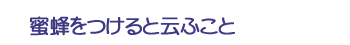 蜜蜂をつけると云ふこと