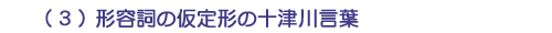 （３）形容詞の仮定形の十津川言葉