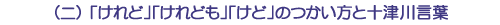 (ニ)「けれど」「けれども」「けど」のつかい方と十津川言葉