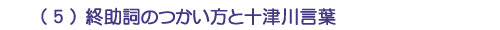 （５）終助詞のつかい方と十津川言葉